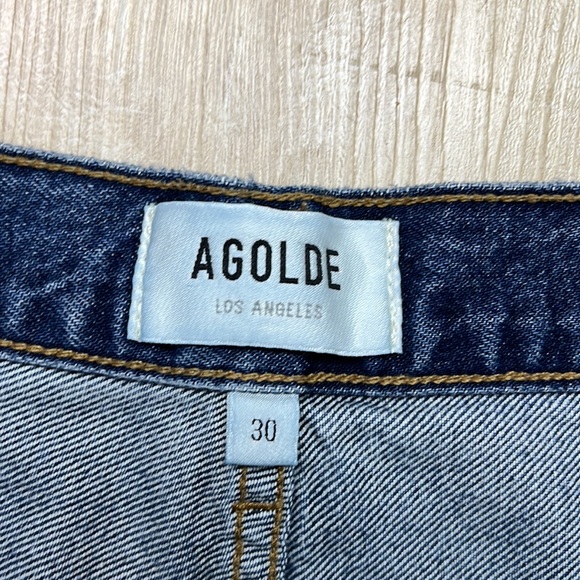 Agolde Minka Jeans Cargo High Rise Wide Leg Blue Denim Zip Path, Size 30 1238 - Picture 7 of 9